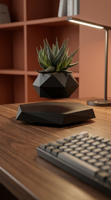 Pot de Fleurs Lévitant, Pot de Fleurs Magnétique Flottant par Lévitation, Rotatif, Suspension pour Plantes Grasses et Succulentes en Pot pour la Maison