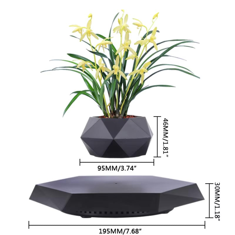 Pot de Fleurs Lévitant, Pot de Fleurs Magnétique Flottant par Lévitation, Rotatif, Suspension pour Plantes Grasses et Succulentes en Pot pour la Maison