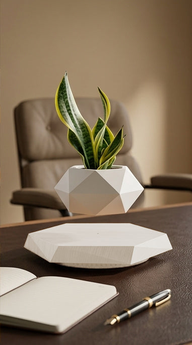 Pot de Fleurs Lévitant, Pot de Fleurs Magnétique Flottant par Lévitation, Rotatif, Suspension pour Plantes Grasses et Succulentes en Pot pour la Maison