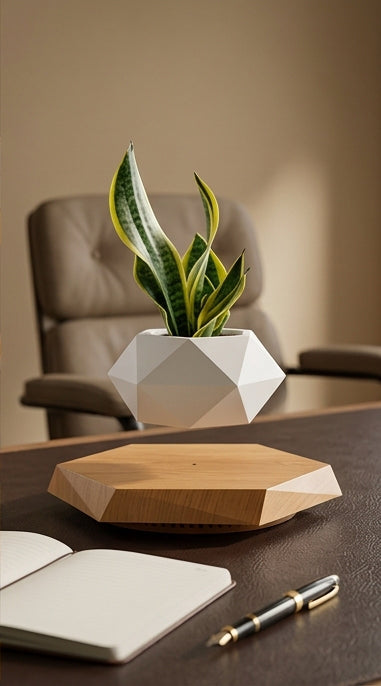 Pot de Fleurs Lévitant, Pot de Fleurs Magnétique Flottant par Lévitation, Rotatif, Suspension pour Plantes Grasses et Succulentes en Pot pour la Maison