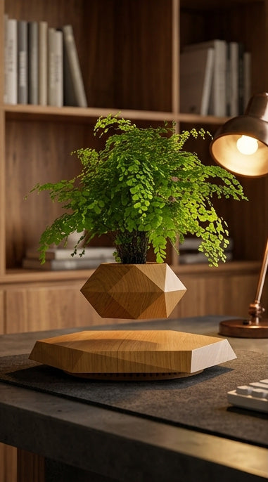 Pot de Fleurs Lévitant, Pot de Fleurs Magnétique Flottant par Lévitation, Rotatif, Suspension pour Plantes Grasses et Succulentes en Pot pour la Maison